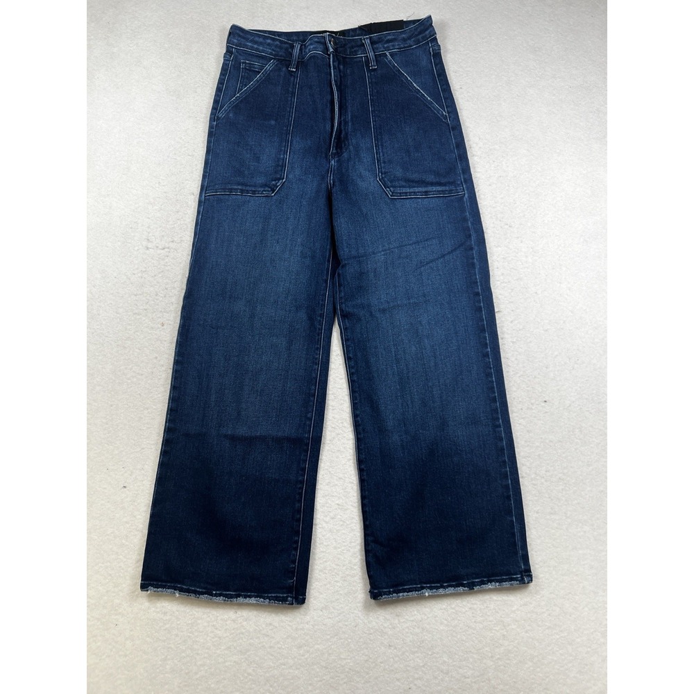 JUST BLACK DENIM Women's SIZE 31 Wide Leg Crop Jeans Made in USA Dark Wash
